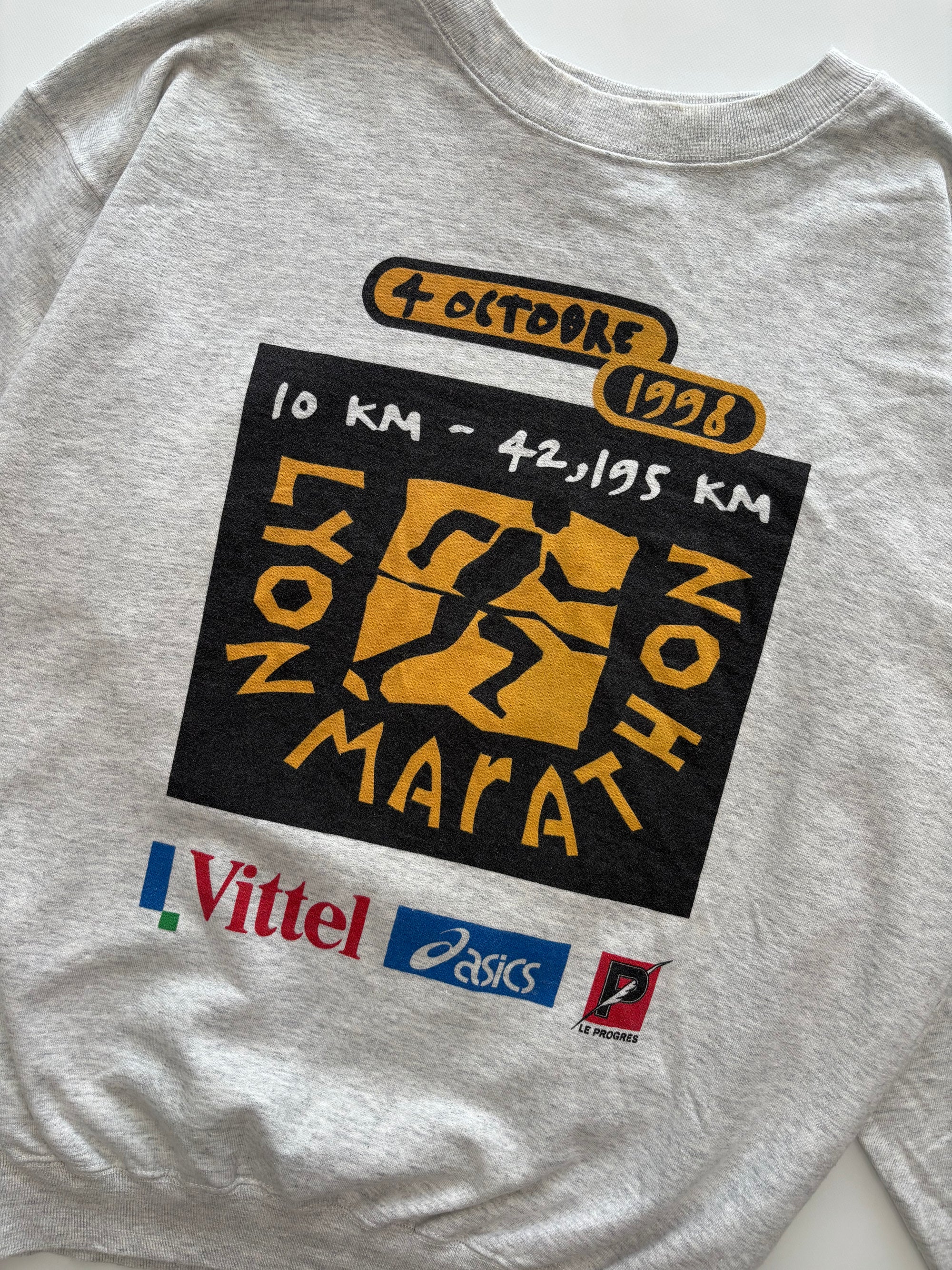 SUDADERA VINTAGE ASICS LYON MARATHON 1998 - TALLA L
