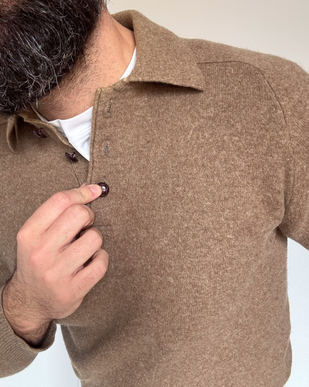 WOOL KNIT POLO SHIRT · Size S/M