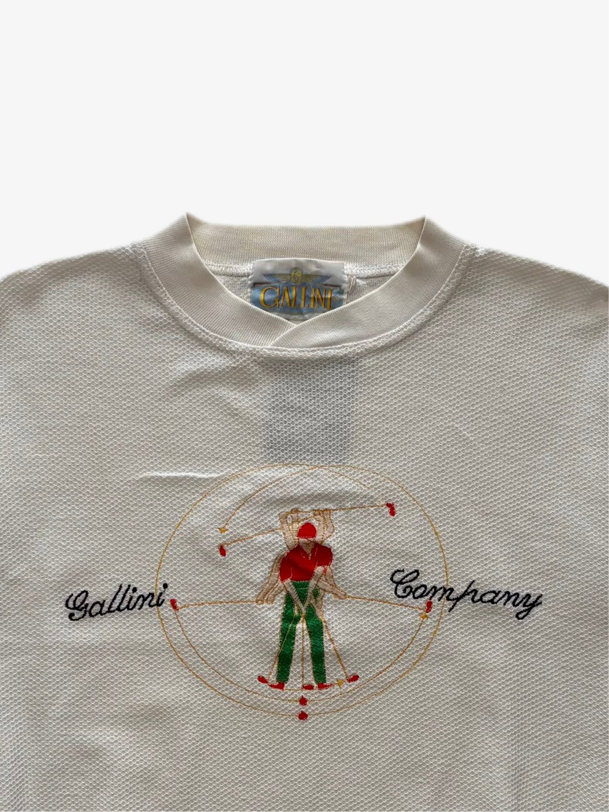 SUDADERA VINTAGE GALLINI COMPANY - DISEÑO VITRUVIANO BORDADO - TALLA L UNISEX