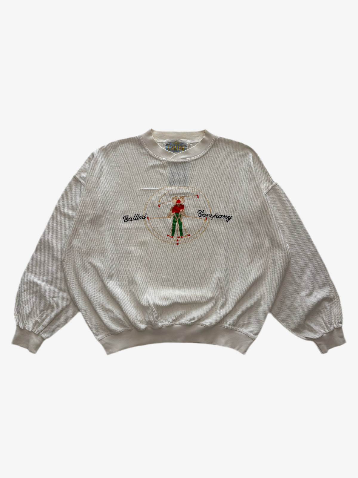 SUDADERA VINTAGE GALLINI COMPANY - DISEÑO VITRUVIANO BORDADO - TALLA L UNISEX