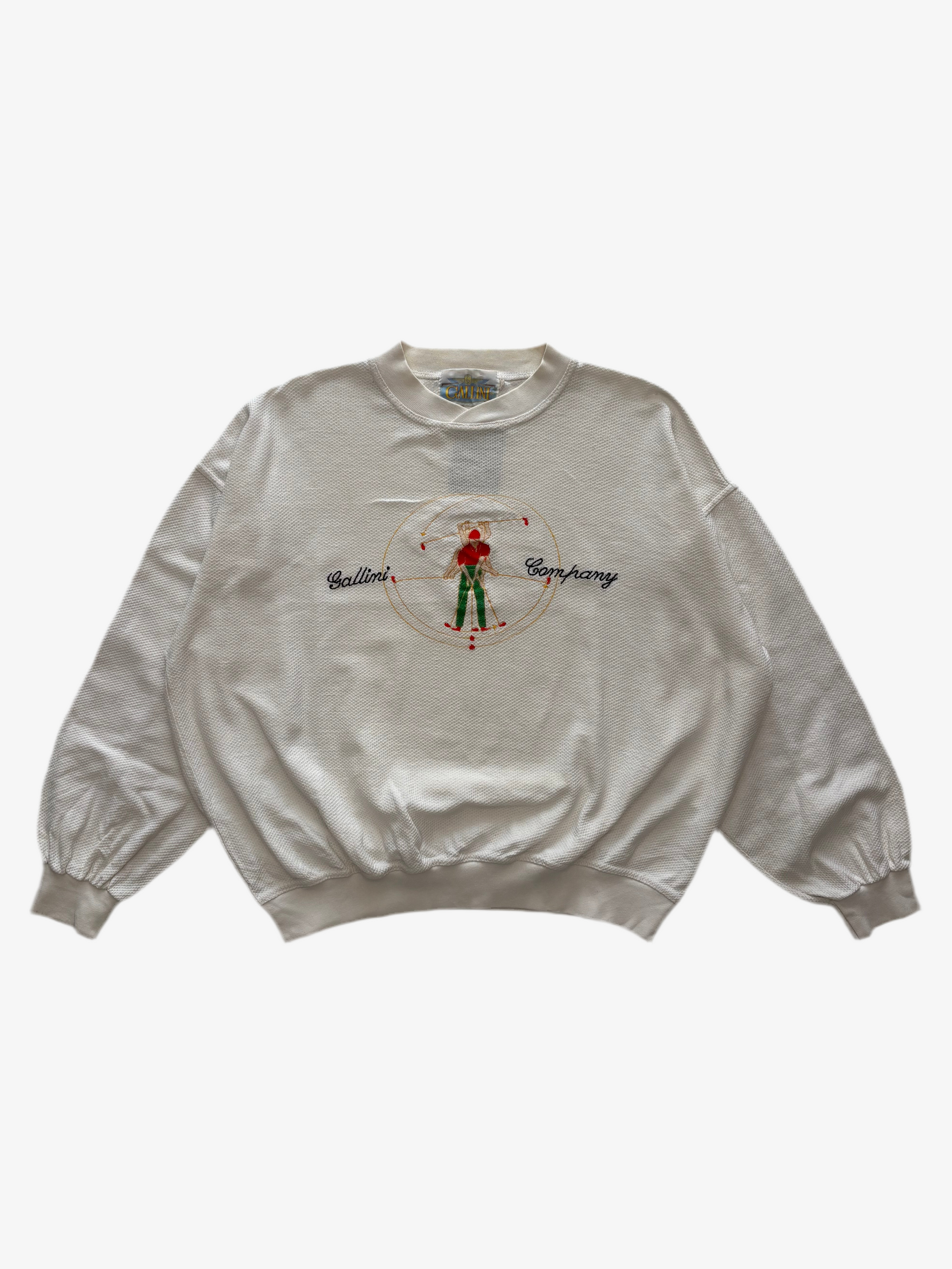 SUDADERA VINTAGE GALLINI COMPANY - DISEÑO VITRUVIANO BORDADO - TALLA L UNISEX
